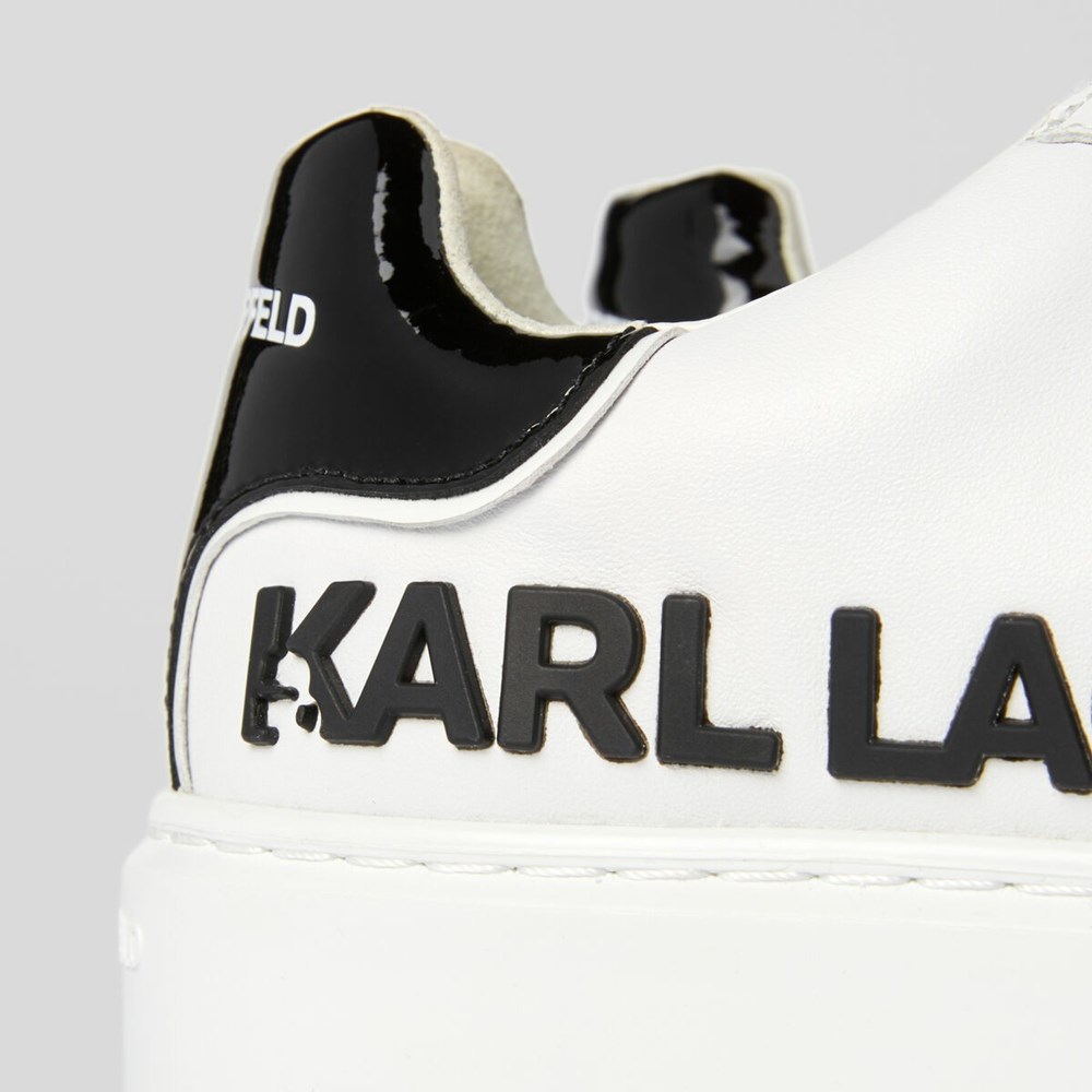 White / Black Women's Karl Lagerfeld Maxi Kup Karl Injekt Logo Sneakers | TH610WGDV