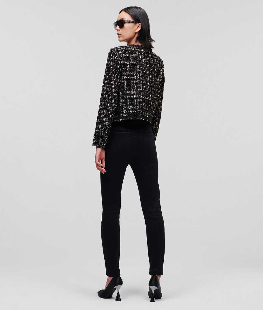 White / Black Women's Karl Lagerfeld Two-tone BOUCLÉ Jackets | TH956SMWY