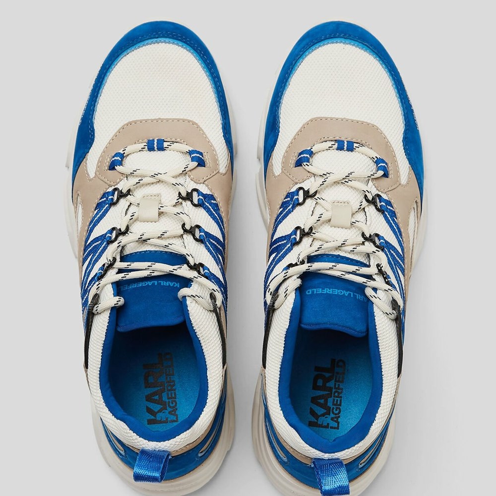 White / Blue Men's Karl Lagerfeld Verger Lace Loop Runners Sneakers | TH730XYWV