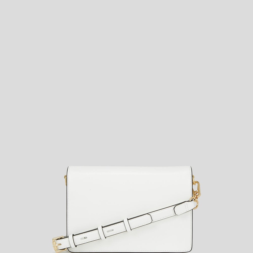 White / Gold Women's Karl Lagerfeld K/Signature Shoulder Bags | TH261FQZT