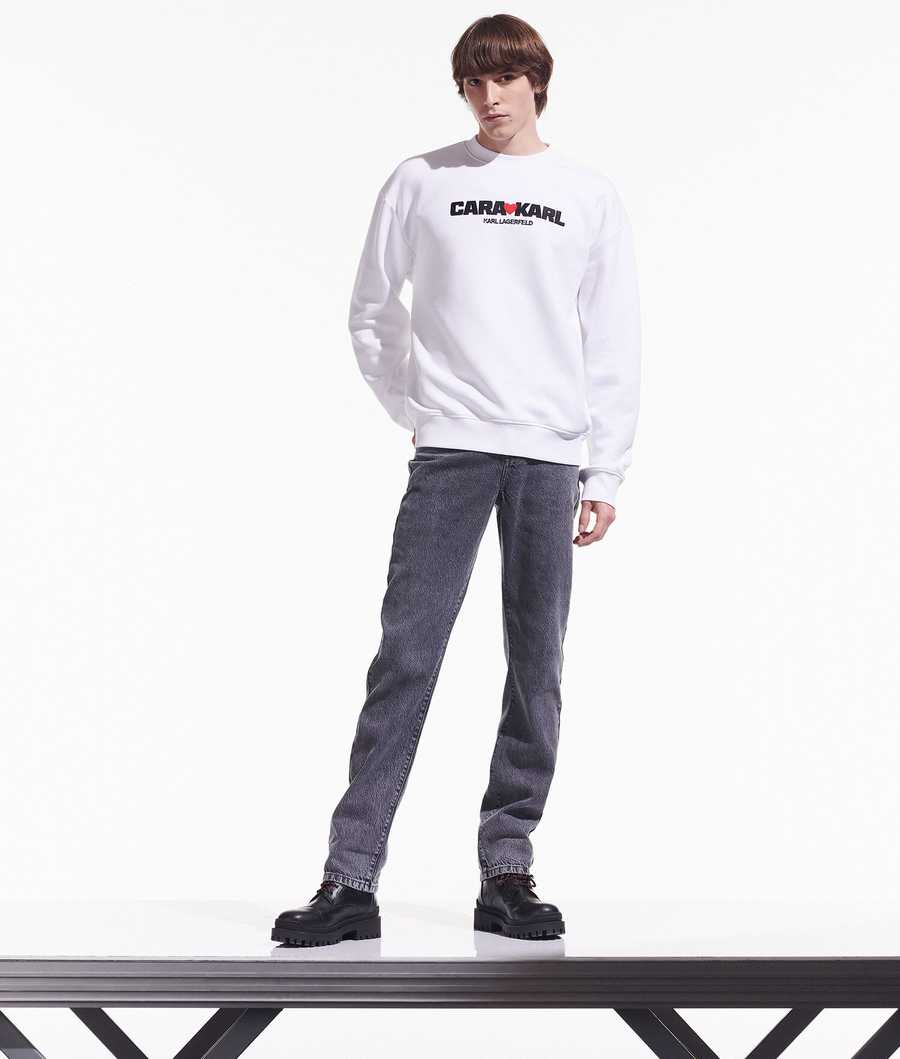 White Men's Karl Lagerfeld Cara Loves Karl Sweatshirts | TH986ZTAI