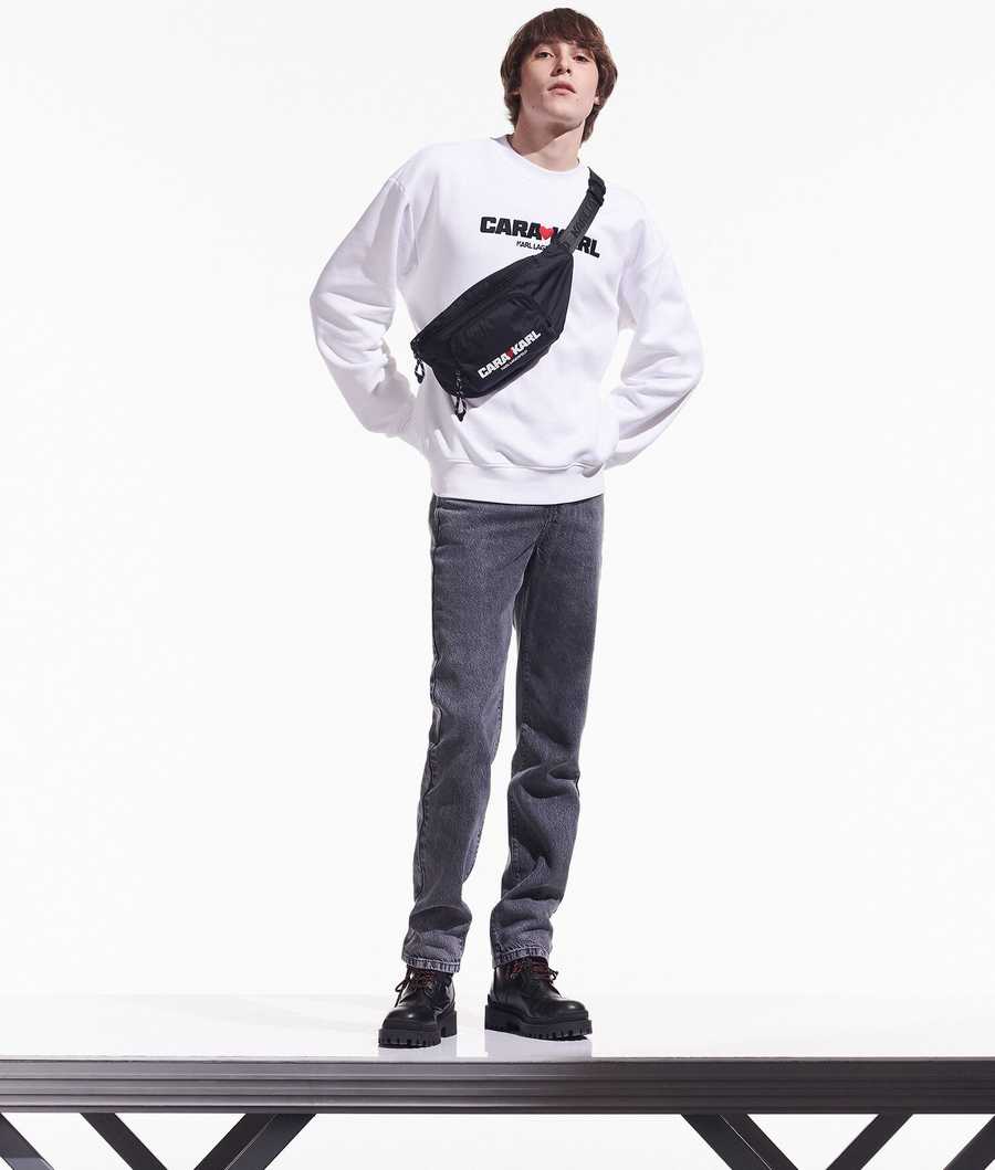 White Men's Karl Lagerfeld Cara Loves Karl Sweatshirts | TH986ZTAI