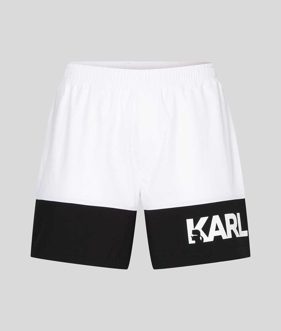 White Men\'s Karl Lagerfeld Color-block Board Shorts Beachwear | TH489HKFY