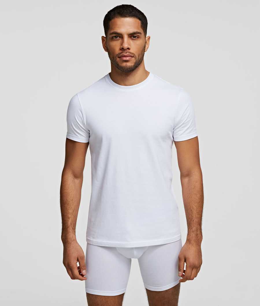 White Men's Karl Lagerfeld Crew-neck T-shirt - 2 Pack Underwear | TH027EADY