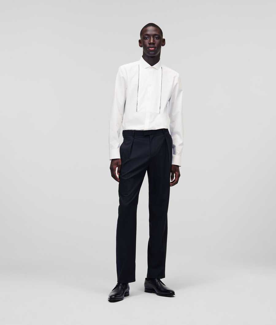 White Men's Karl Lagerfeld Evening Shirts | TH465ZKUP