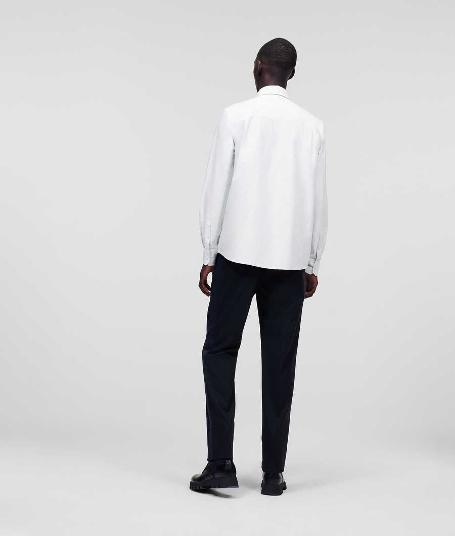 White Men's Karl Lagerfeld Ikonik 2.0 Poplin Shirts | TH528WMTZ