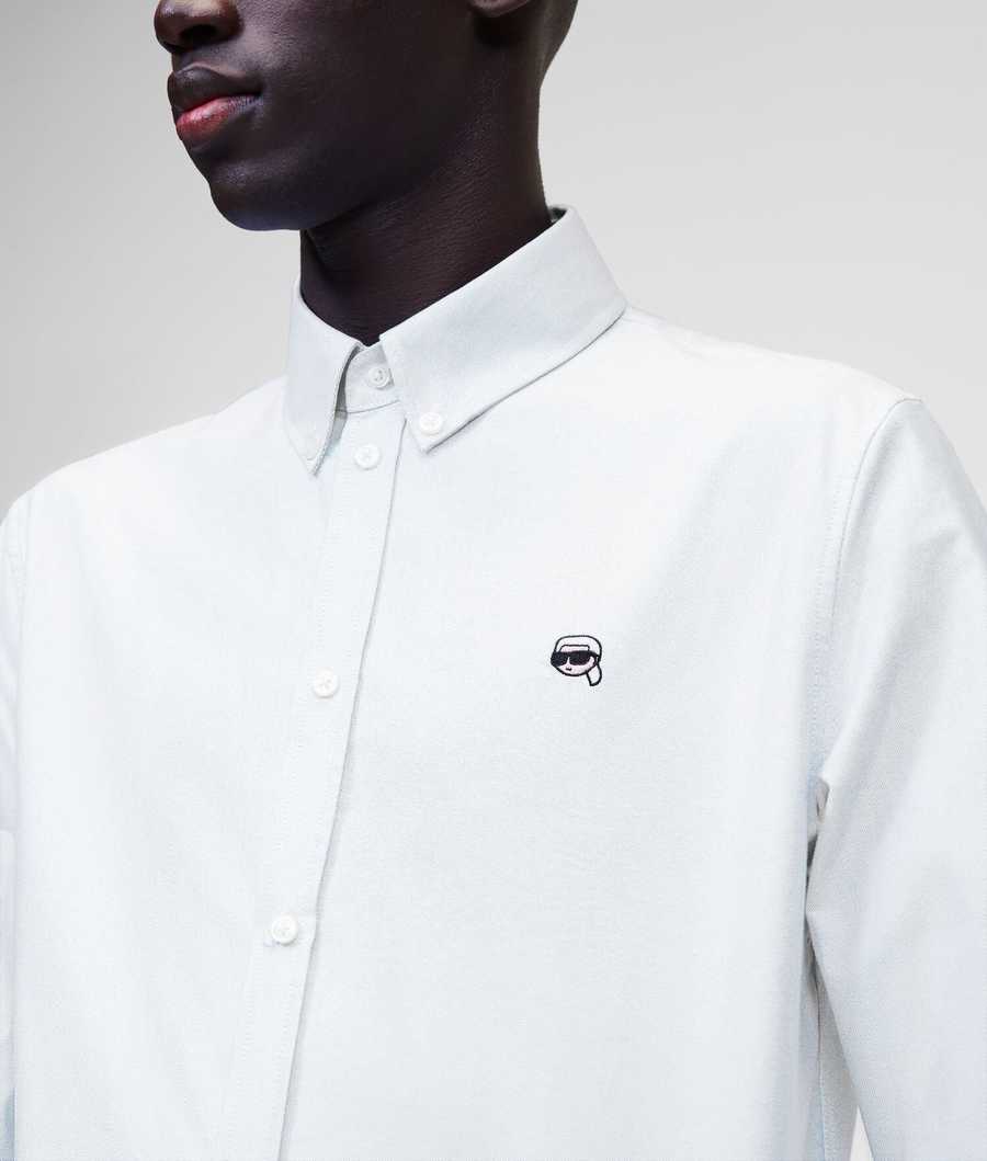 White Men's Karl Lagerfeld Ikonik 2.0 Poplin Shirts | TH528WMTZ