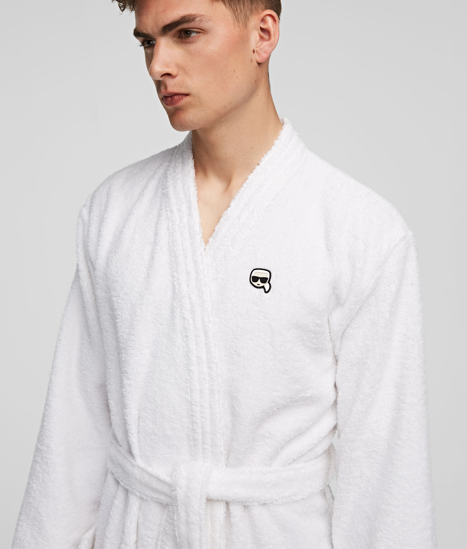 White Men's Karl Lagerfeld Ikonik Bathrobe Loungewear | TH463KIUB