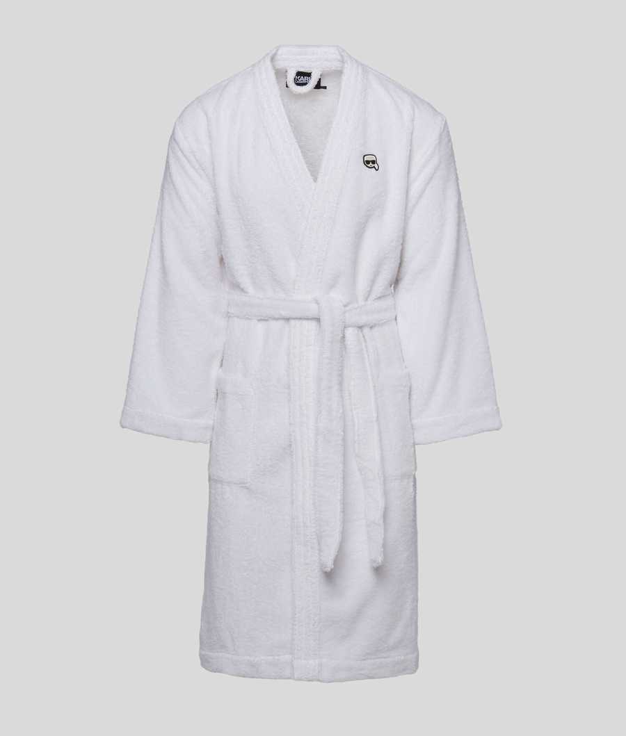 White Men's Karl Lagerfeld Ikonik Bathrobe Loungewear | TH463KIUB