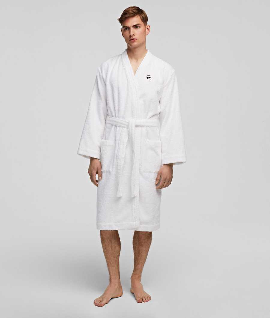 White Men\'s Karl Lagerfeld Ikonik Bathrobe Loungewear | TH463KIUB