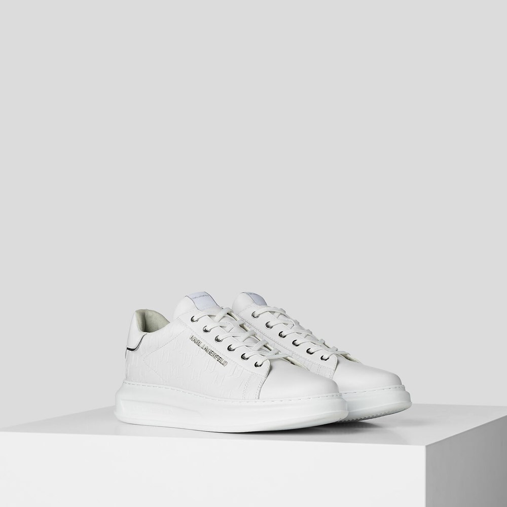 White Men\'s Karl Lagerfeld K/Monogram Kapri Sneakers | TH349IYZR