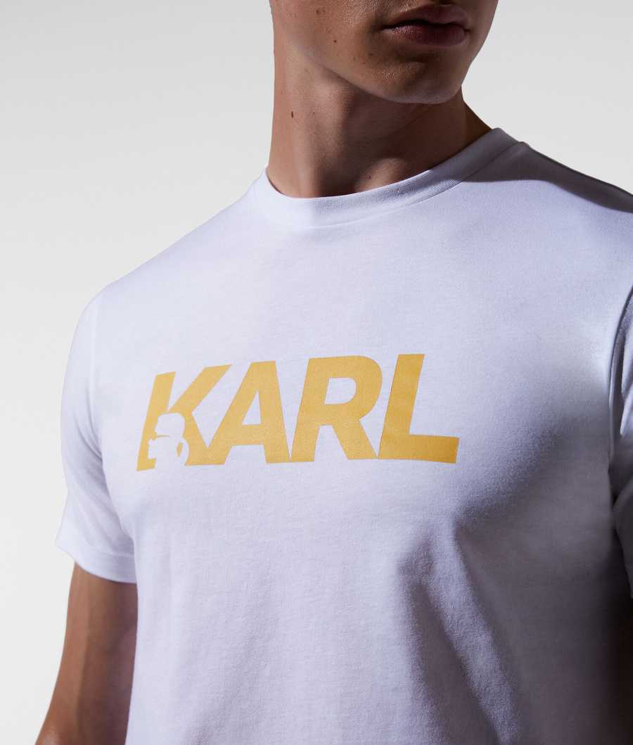 White Men's Karl Lagerfeld Karl Logo Beach T Shirts Beachwear | TH624EZVF