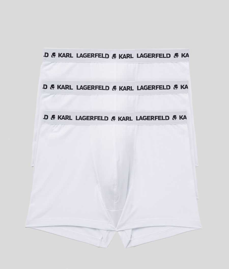 White Men\'s Karl Lagerfeld Karl Logo Monochrome Trunks - 3 Pack Underwear | TH861FXSH