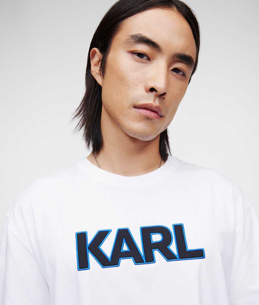 White Men's Karl Lagerfeld Karl Logo T-Shirts | TH621TKQV