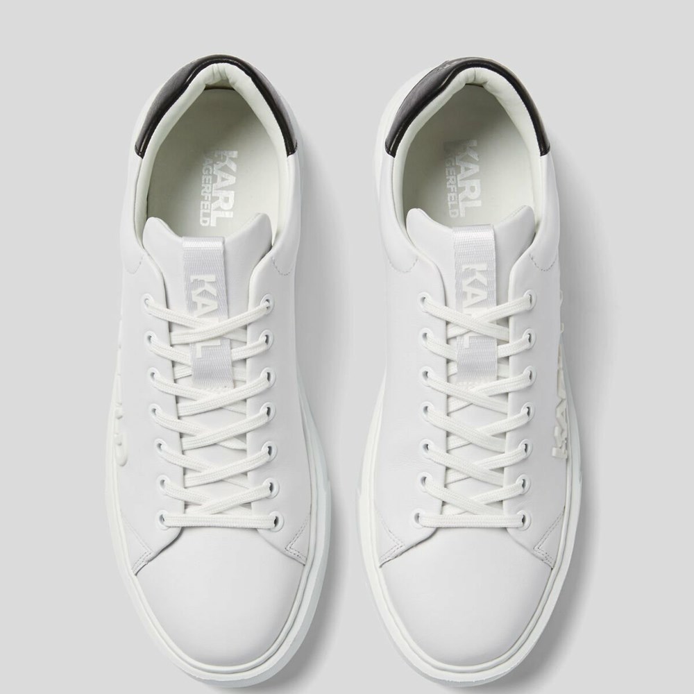 White Men's Karl Lagerfeld Karl Maxi Kup Injekted Logo Sneakers | TH268QBEM