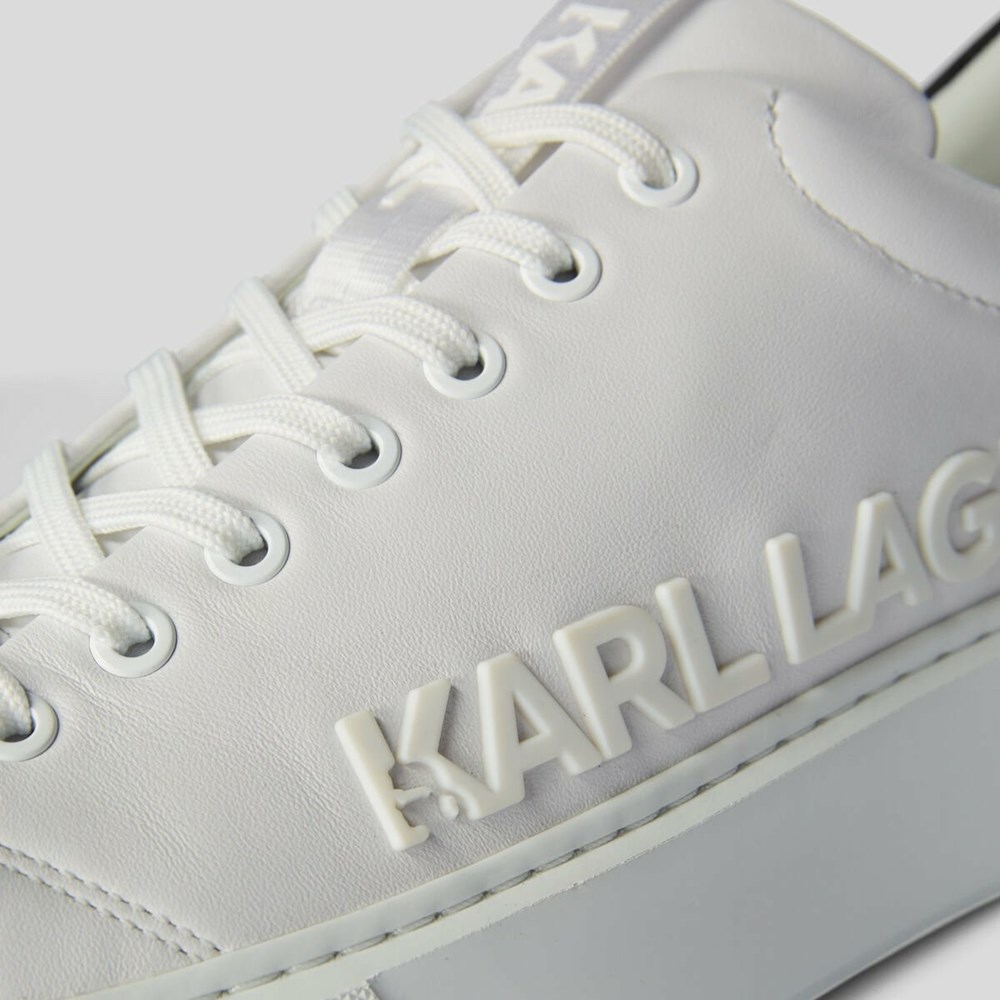 White Men's Karl Lagerfeld Karl Maxi Kup Injekted Logo Sneakers | TH268QBEM