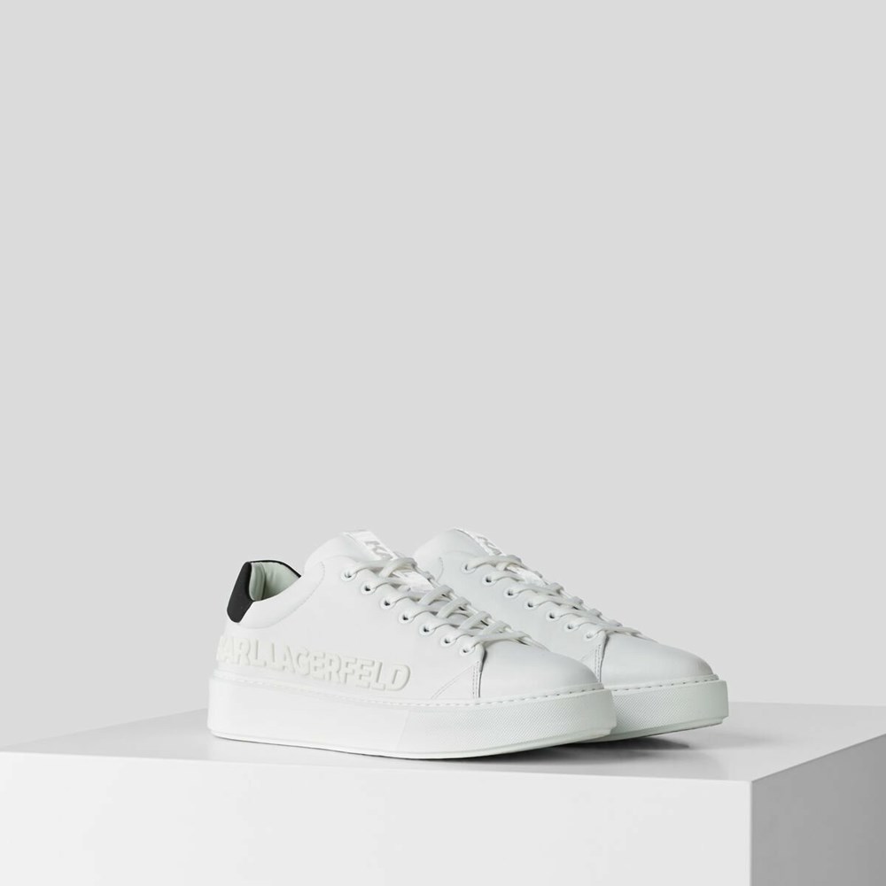 White Men\'s Karl Lagerfeld Karl Maxi Kup Injekted Logo Sneakers | TH268QBEM