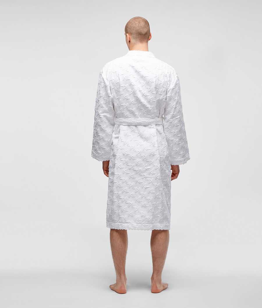 White Men's Karl Lagerfeld Kl Monogram Bathrobe Loungewear | TH479IAWO