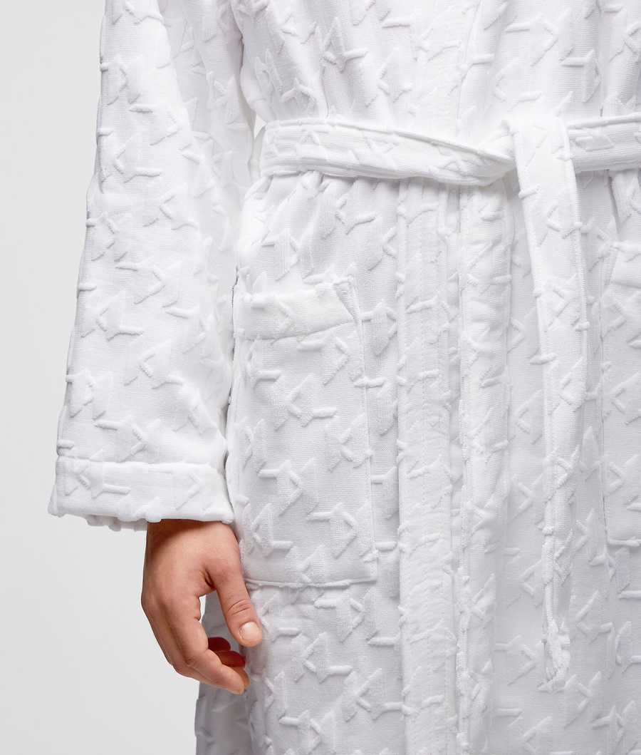 White Men's Karl Lagerfeld Kl Monogram Bathrobe Loungewear | TH479IAWO