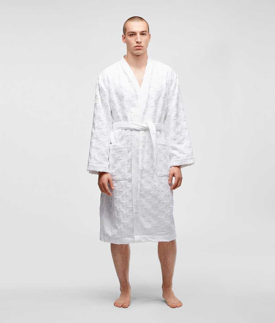 White Men\'s Karl Lagerfeld Kl Monogram Bathrobe Loungewear | TH479IAWO