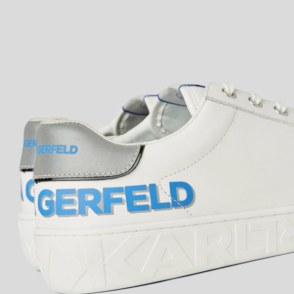 White Men's Karl Lagerfeld Kupsole Iii Reflekt Logo Sneakers | TH548OPUT