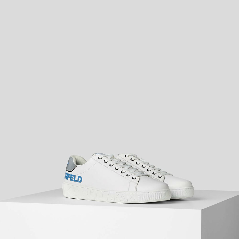 White Men\'s Karl Lagerfeld Kupsole Iii Reflekt Logo Sneakers | TH548OPUT