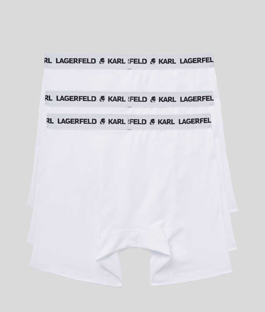 White Men's Karl Lagerfeld Logo Boxers - 3 Pack Underwear | TH258QWPB