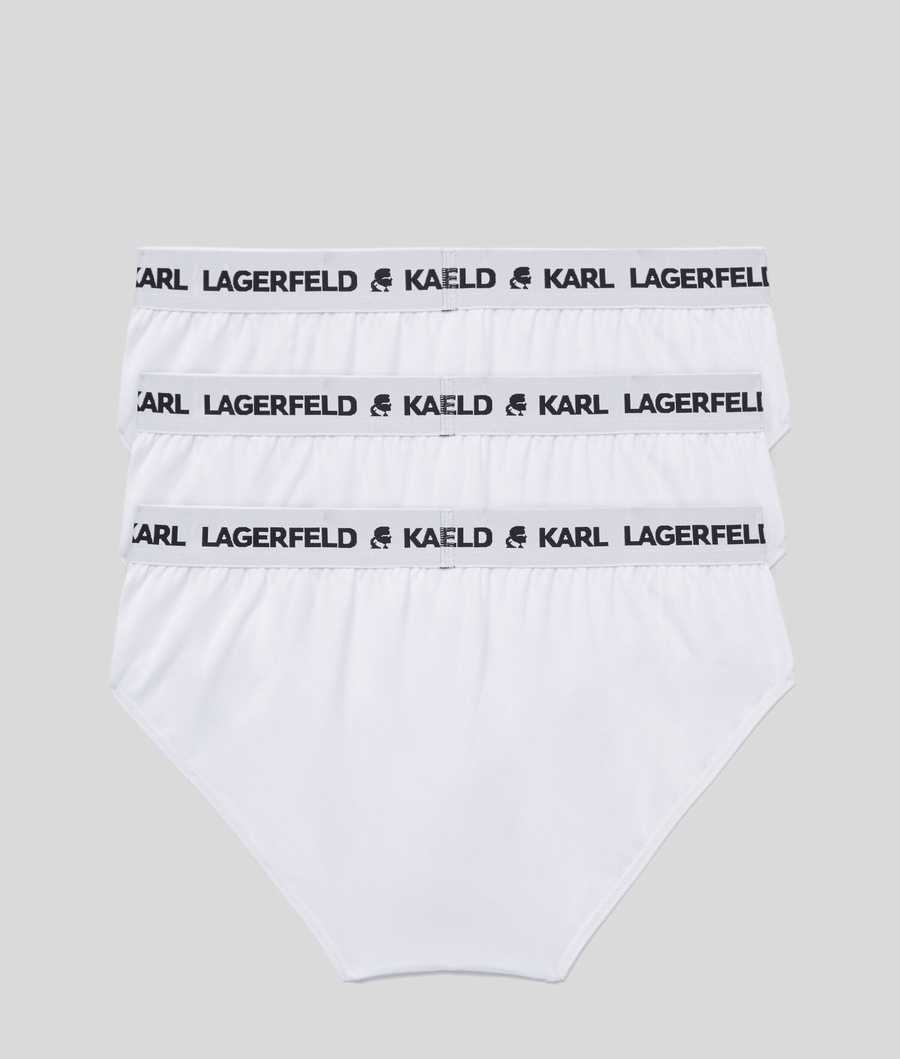 White Men's Karl Lagerfeld Logo Briefs 3-pack Underwear | TH980WMLS