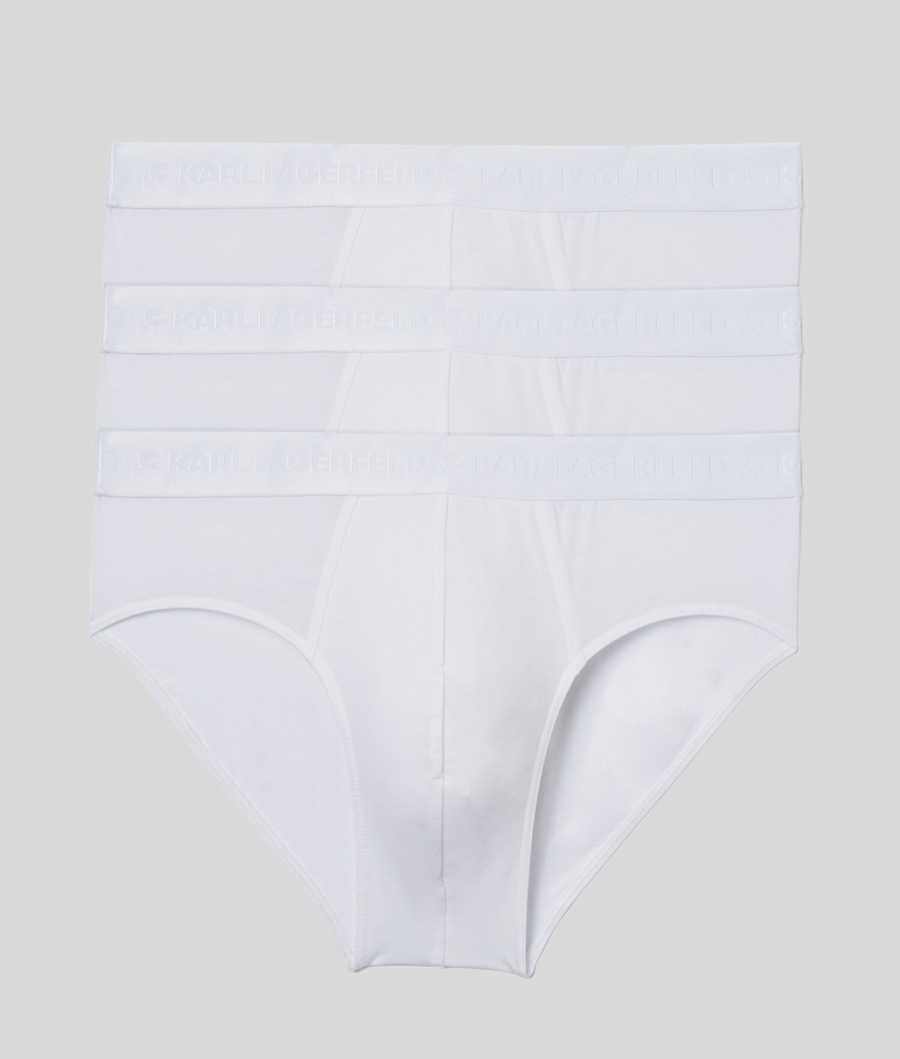 White Men\'s Karl Lagerfeld Premium Karl Logo Brief – 3 Pack Underwear | TH694JXAY