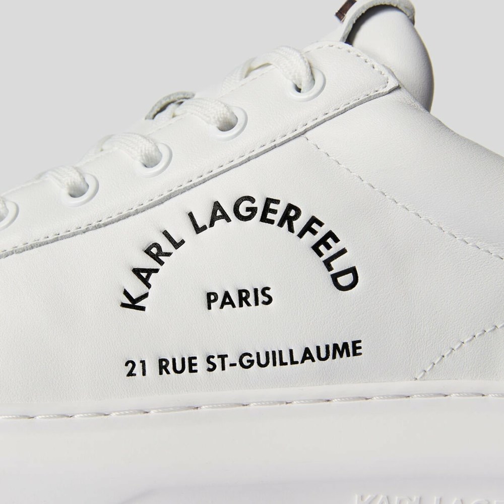 White Men's Karl Lagerfeld Rue St-guillaume Logo Kapri Sneakers | TH514PBVD