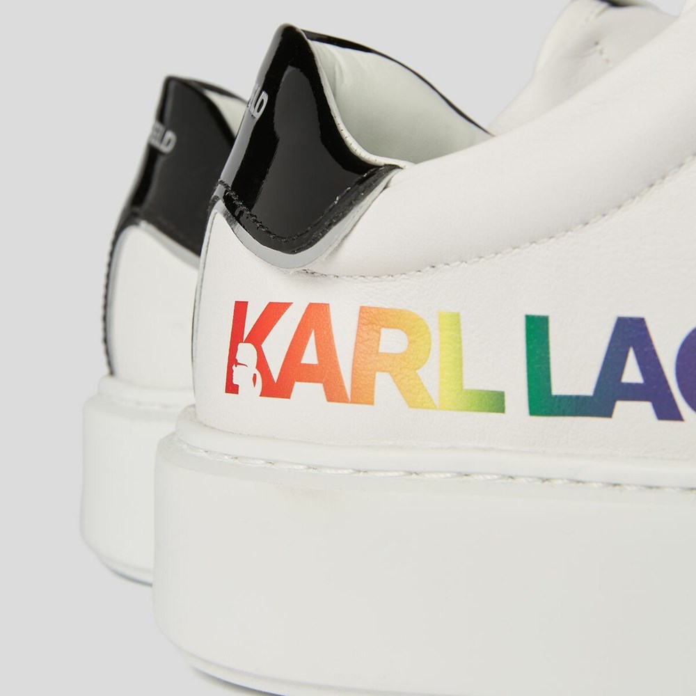 White / Multicolor Men's Karl Lagerfeld K/Love Maxi Kup Injekt Logo Sneakers | TH341MVDY