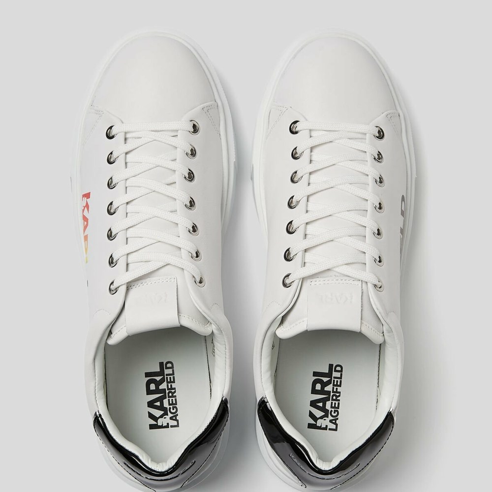 White / Multicolor Men's Karl Lagerfeld K/Love Maxi Kup Injekt Logo Sneakers | TH341MVDY