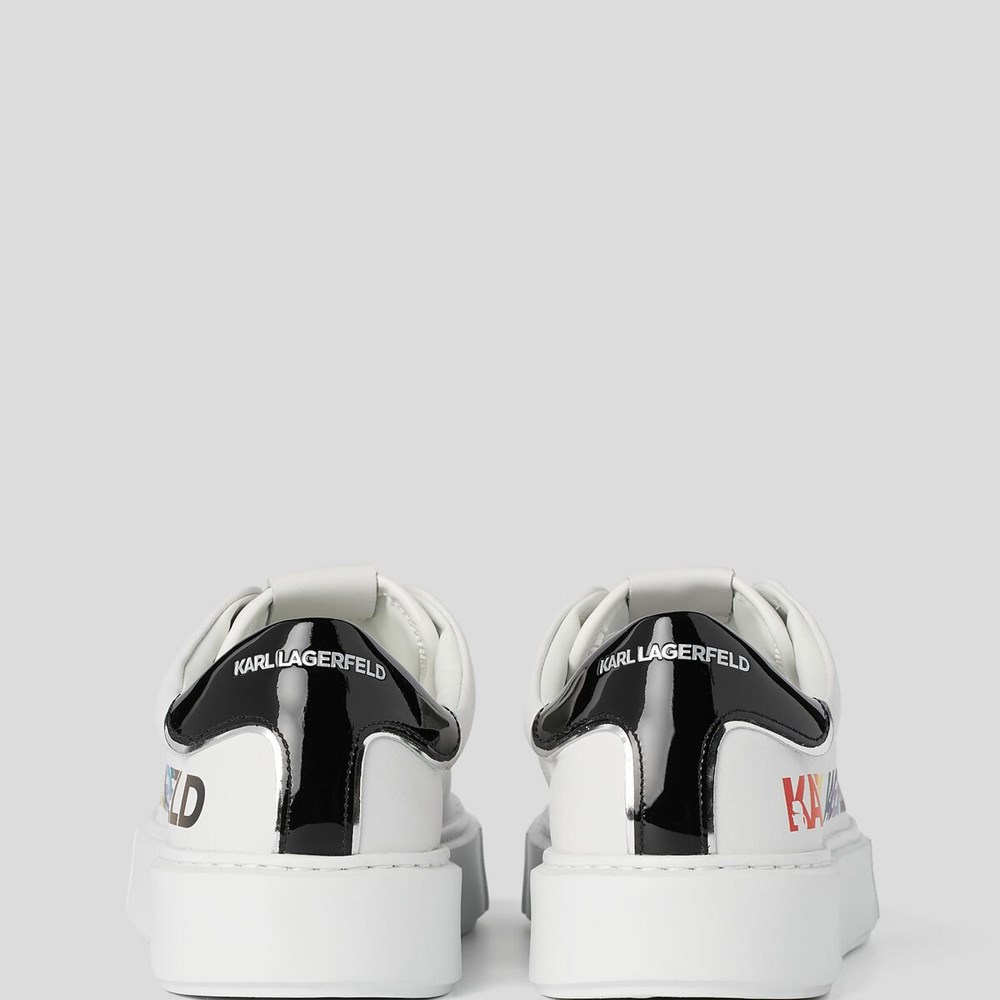 White / Multicolor Men's Karl Lagerfeld K/Love Maxi Kup Injekt Logo Sneakers | TH341MVDY