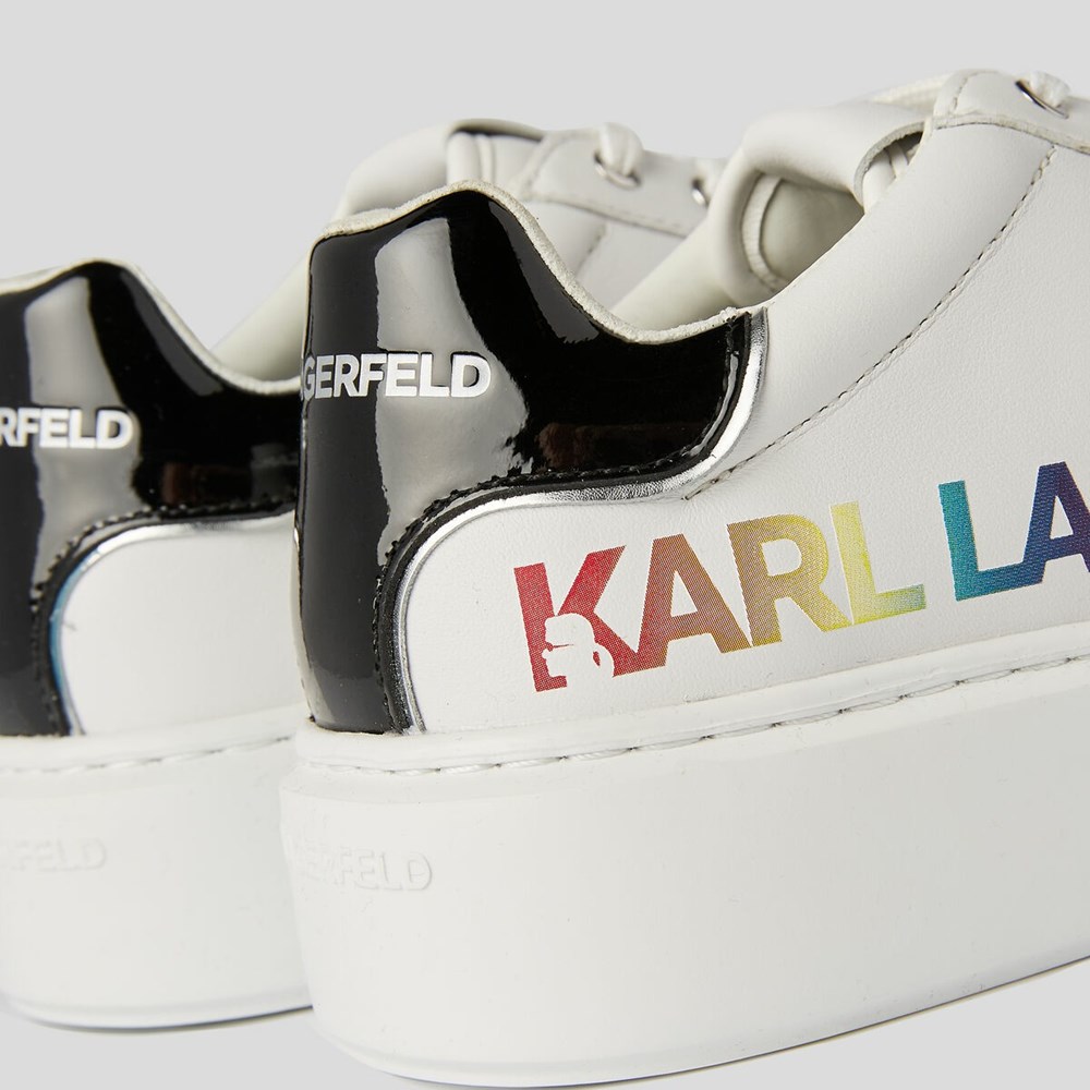 White / Multicolor Women's Karl Lagerfeld K/Love Maxi Kup Logo Sneakers | TH153PFLI