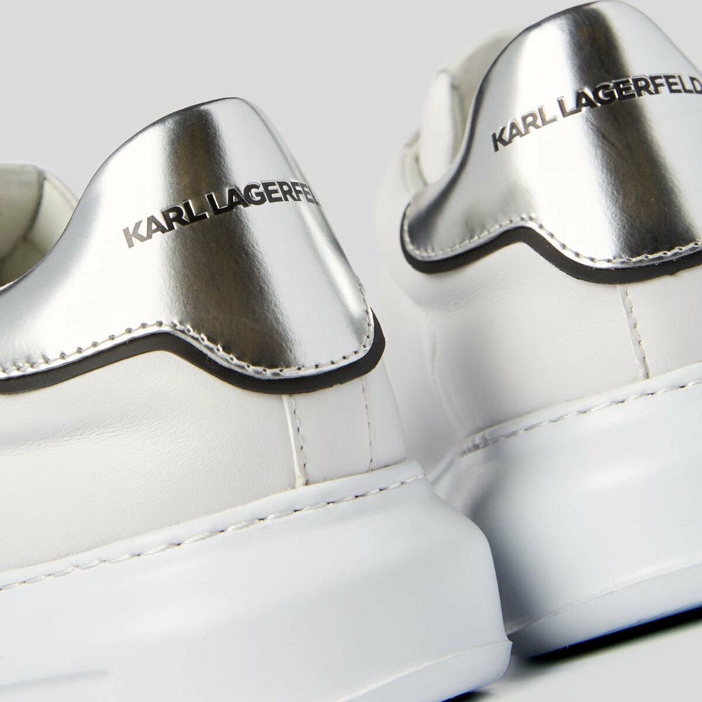 White / Silver Men's Karl Lagerfeld Kapri Karl Plexikonic Sneakers | TH984ULAD