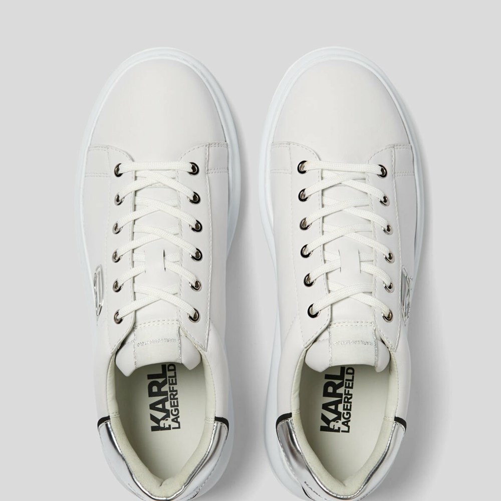 White / Silver Men's Karl Lagerfeld Kapri Karl Plexikonic Sneakers | TH984ULAD