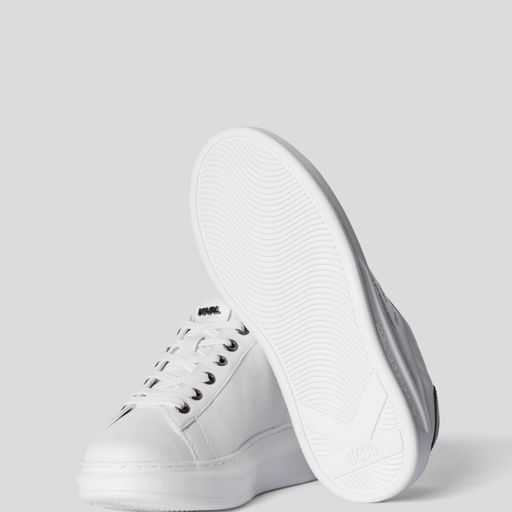 White / Silver Women's Karl Lagerfeld Rue St-guillaume Logo Kapri Sneakers | TH521MGVE