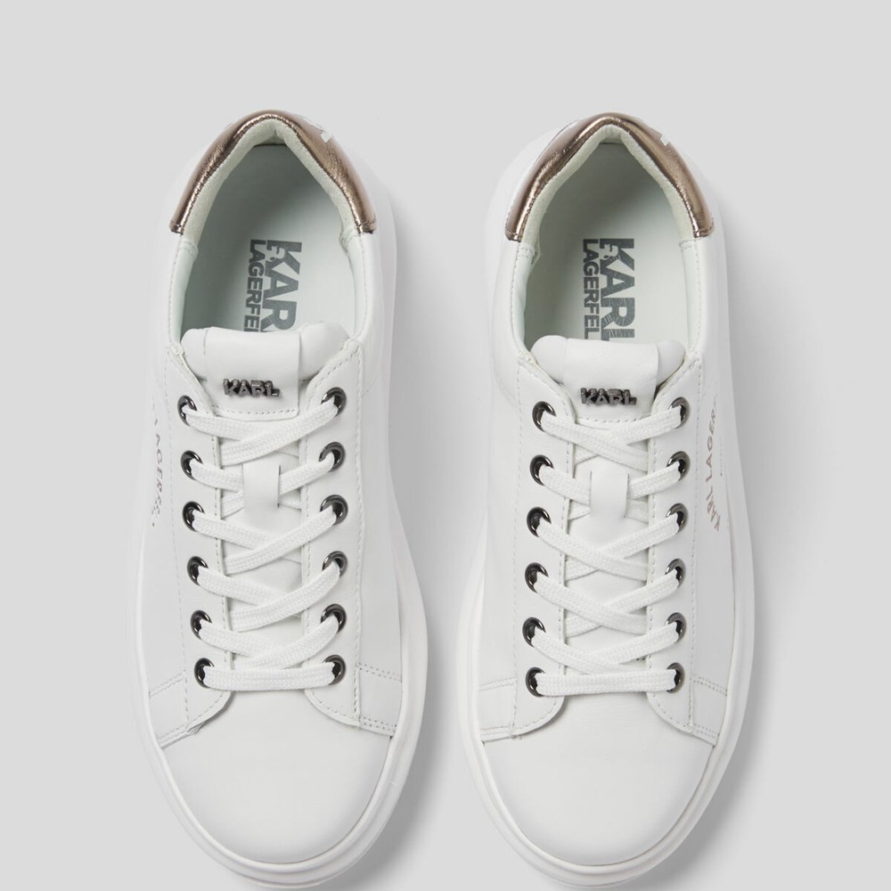 White / Silver Women's Karl Lagerfeld Rue St-guillaume Logo Kapri Sneakers | TH521MGVE