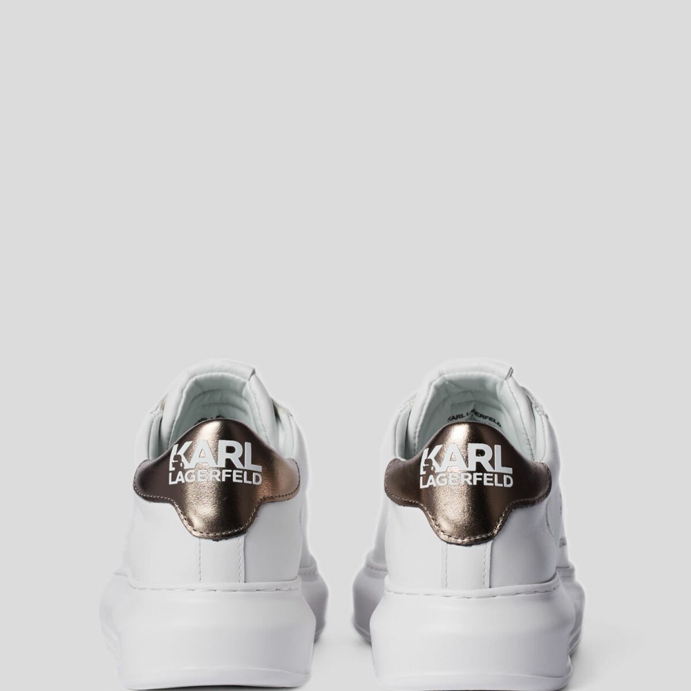 White / Silver Women's Karl Lagerfeld Rue St-guillaume Logo Kapri Sneakers | TH521MGVE