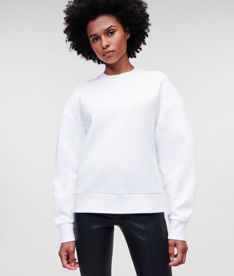 White Women\'s Karl Lagerfeld Athleisure Sweatshirts | TH691NJVI