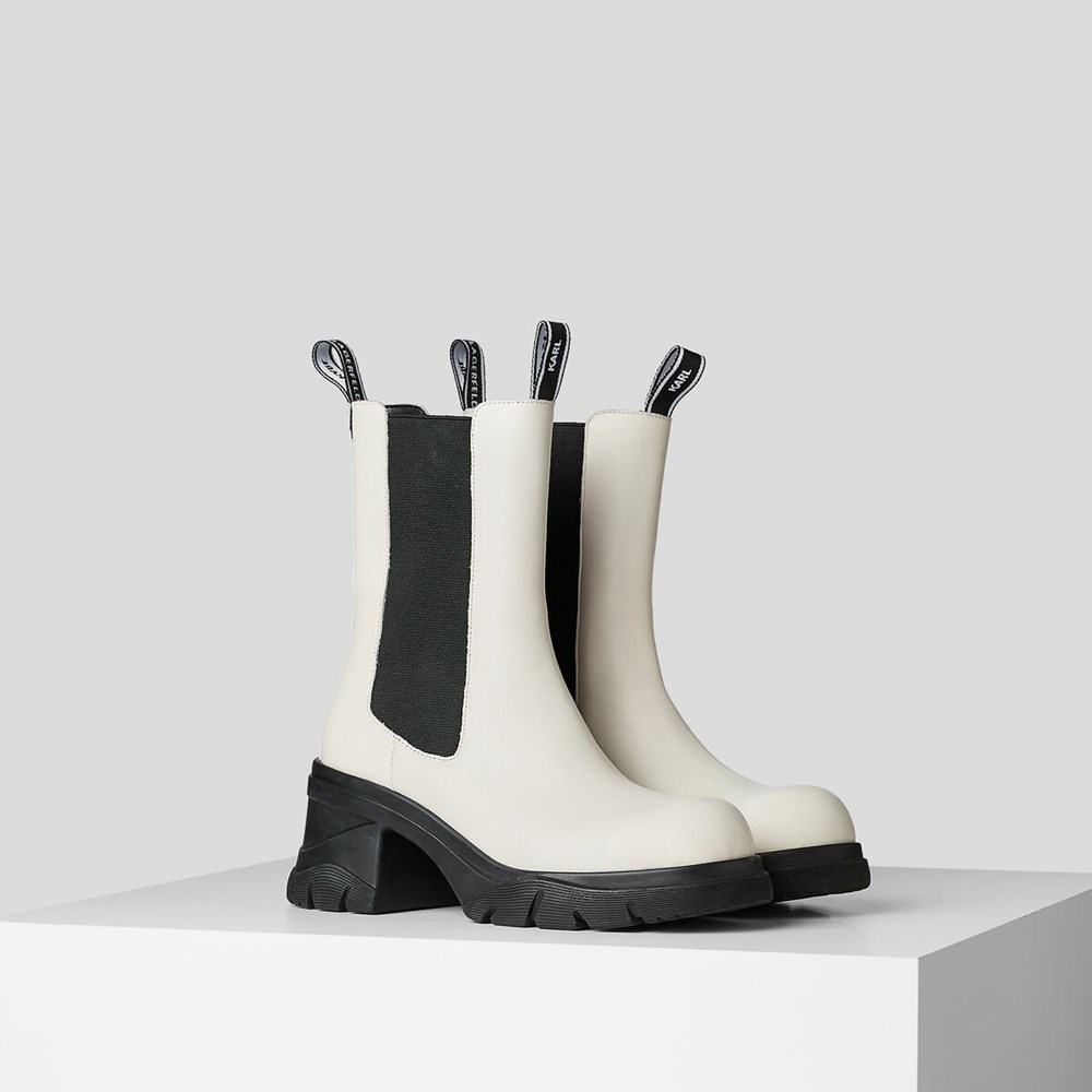 White Women's Karl Lagerfeld Bridger Midi Gore Boots | TH731WUCL