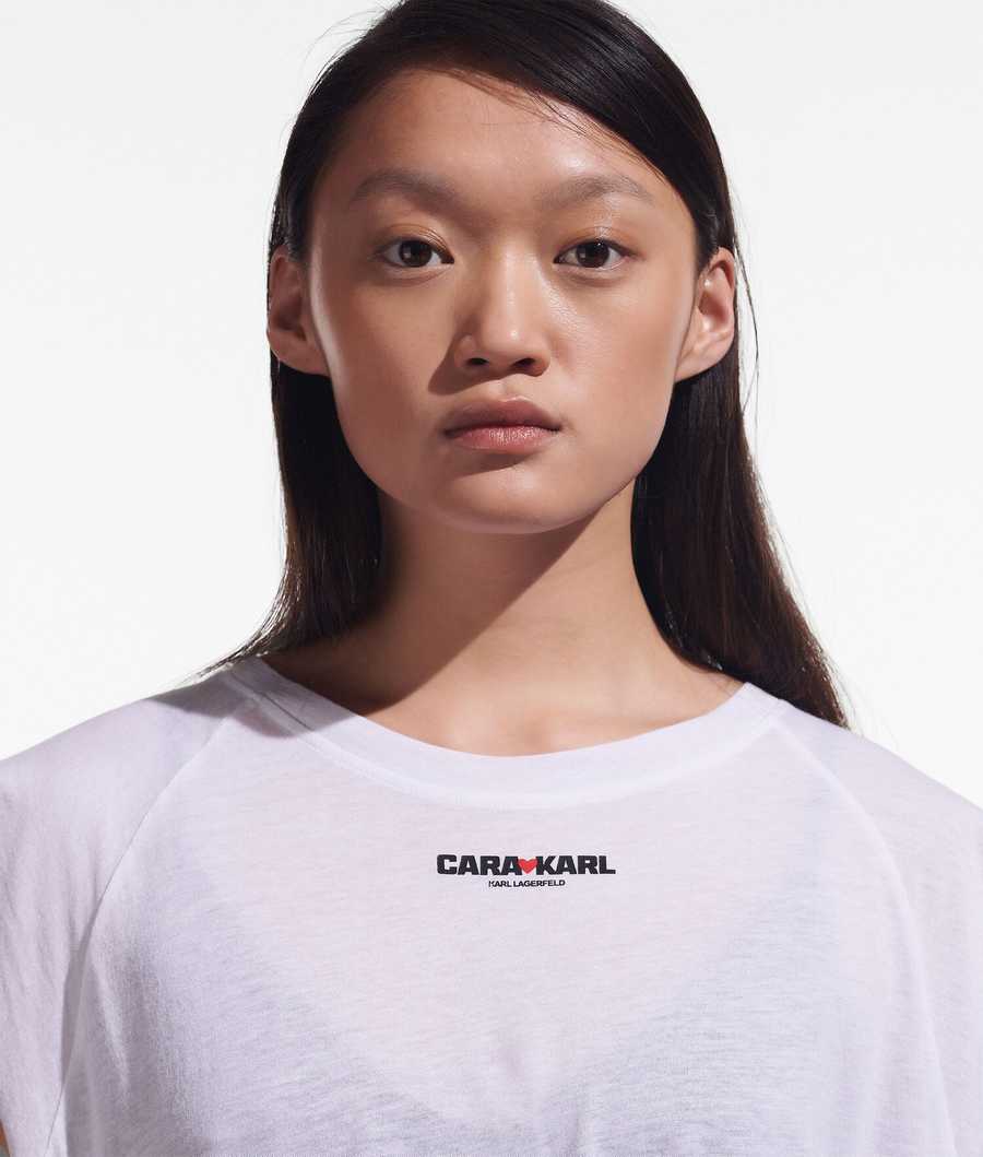 White Women's Karl Lagerfeld Cara Loves Karl T-Shirts | TH549TVBU