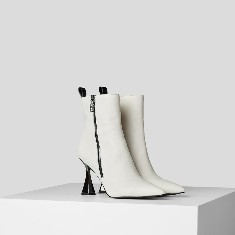 White Women's Karl Lagerfeld Debut 2-zip Ankle Boots | TH958IMWC