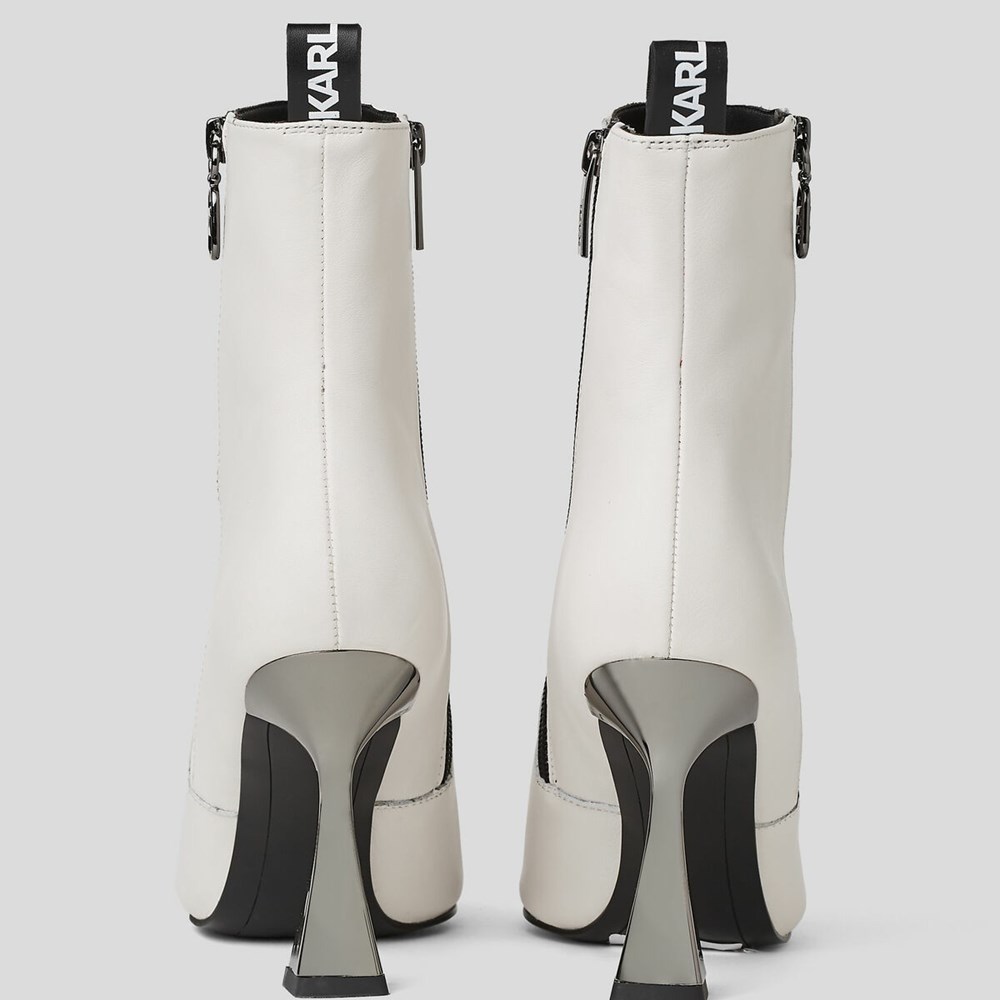 White Women's Karl Lagerfeld Debut 2-zip Ankle Boots | TH958IMWC