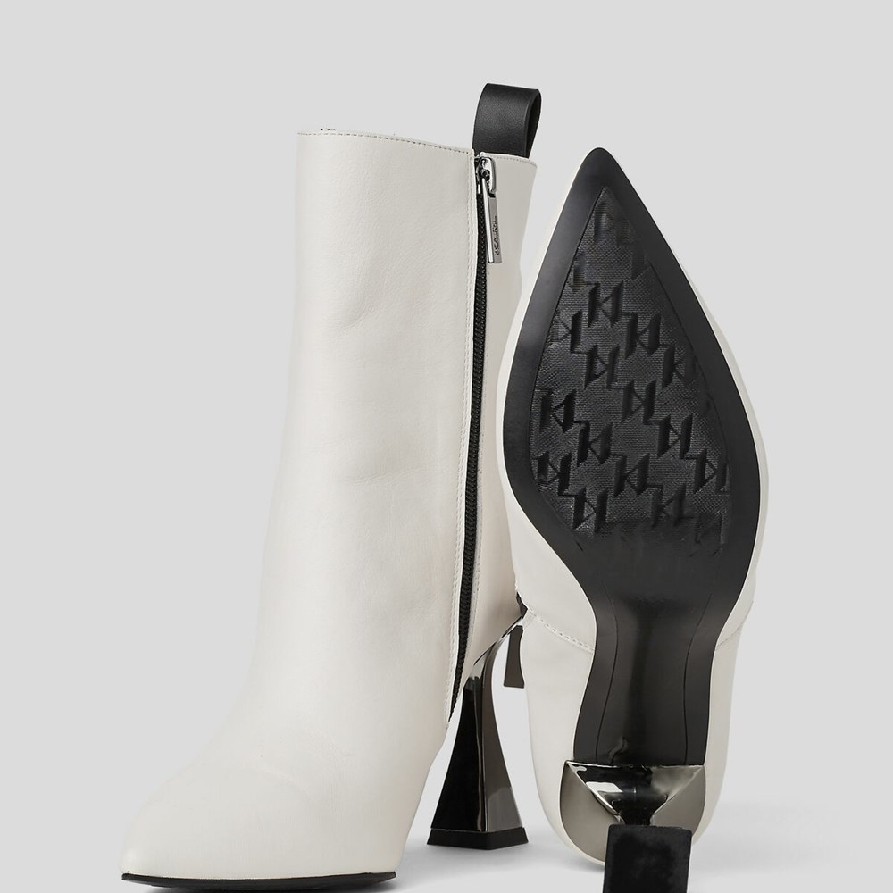 White Women's Karl Lagerfeld Debut 2-zip Ankle Boots | TH958IMWC