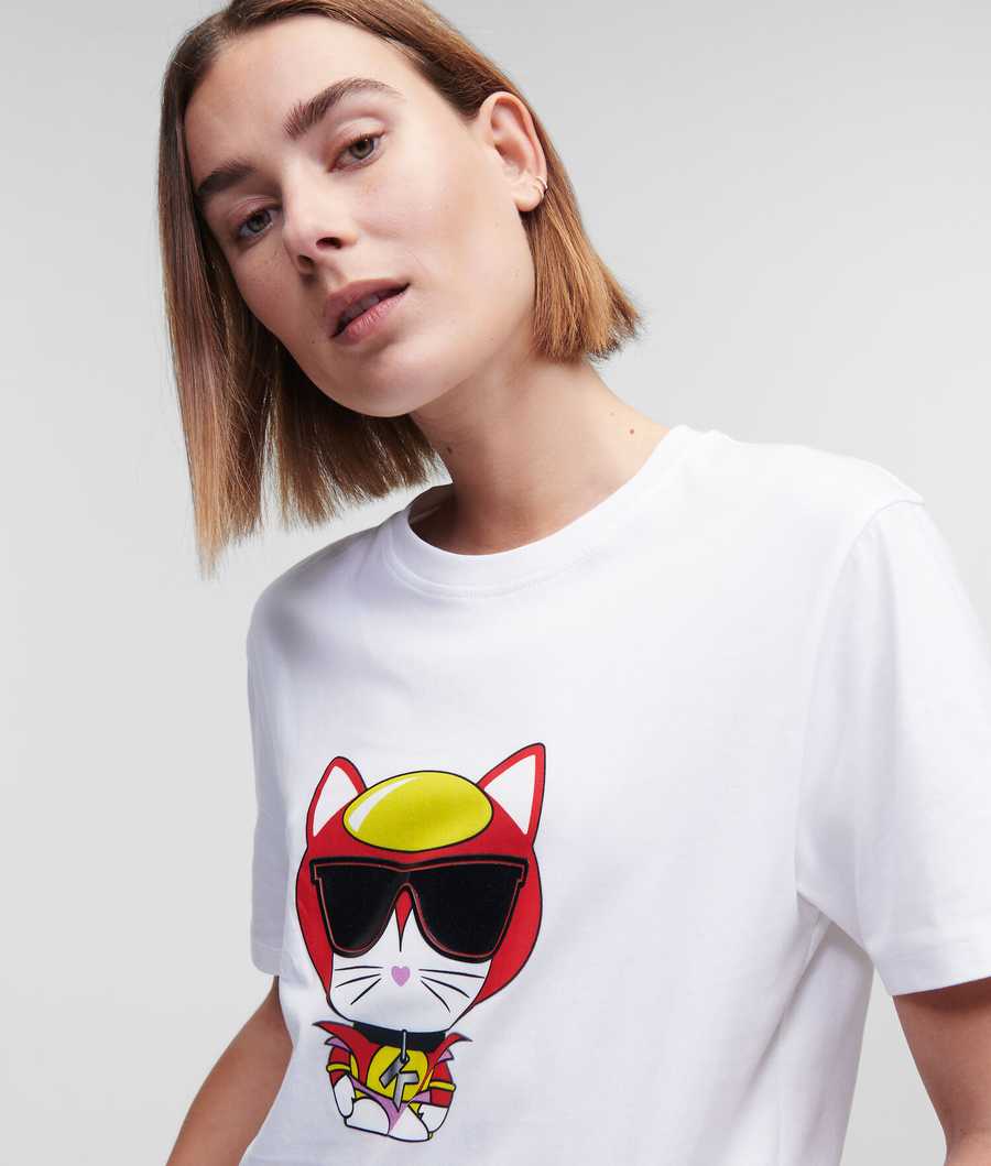 White Women's Karl Lagerfeld Hero Ikonik Choupette T-Shirts | TH372ZTLS