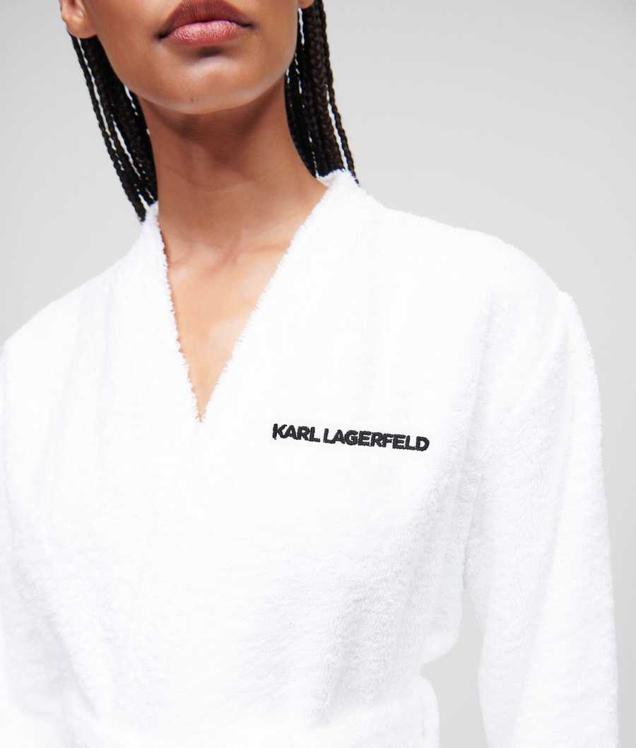 White Women's Karl Lagerfeld Ikonik 2.0 Bathrobe Loungewear | TH972CWXU