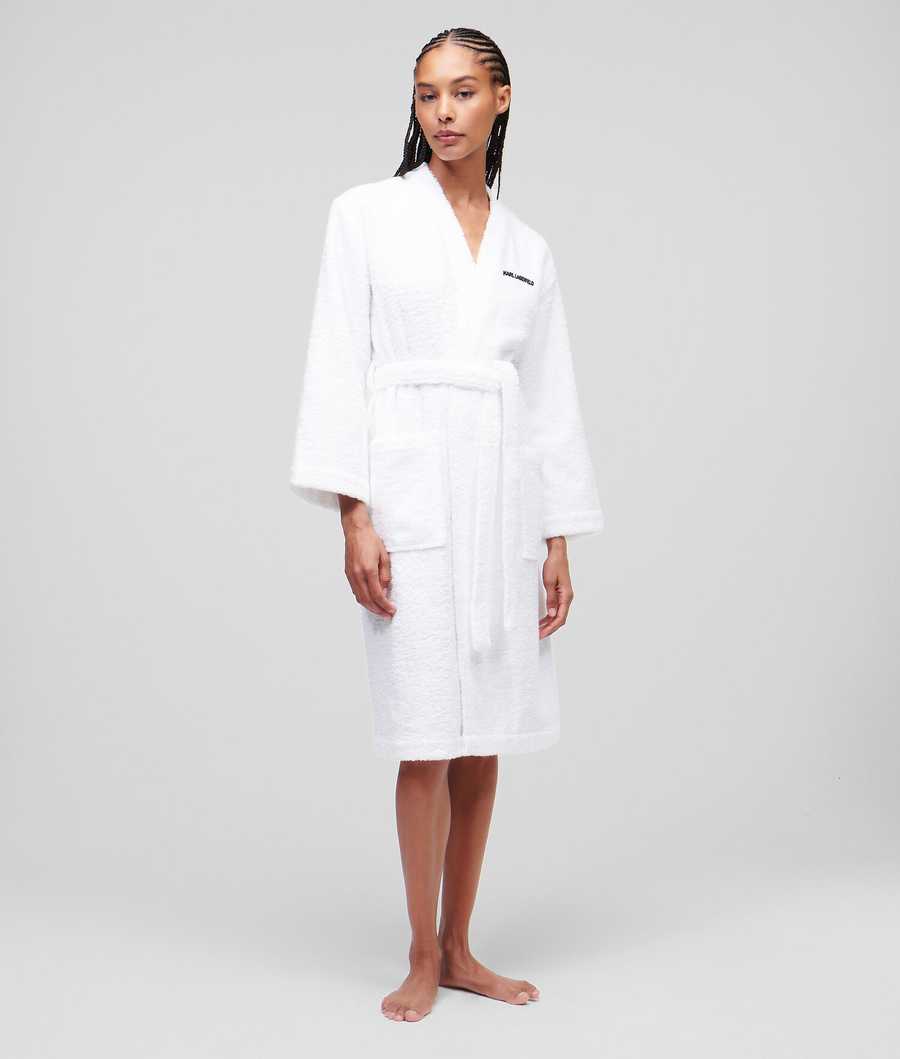 White Women\'s Karl Lagerfeld Ikonik 2.0 Bathrobe Loungewear | TH972CWXU