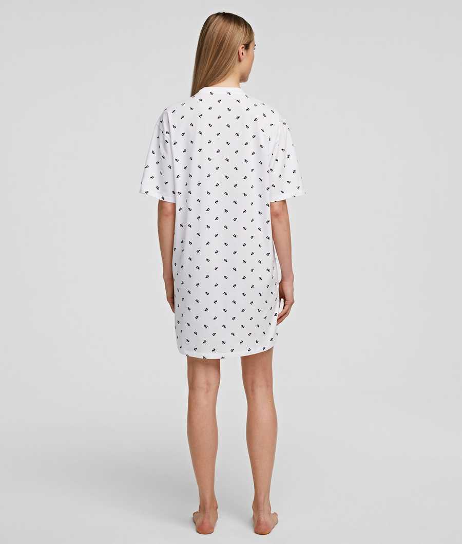 White Women's Karl Lagerfeld Ikonik Karl Night Dress Loungewear | TH098FNGE