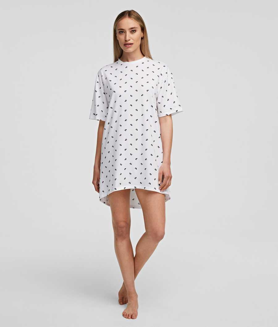 White Women\'s Karl Lagerfeld Ikonik Karl Night Dress Loungewear | TH098FNGE